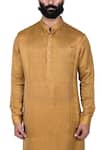 Shop_Rohit Kamra Jaipur_Yellow Cotton , Linen Kurta Set _Online_at_Aza_Fashions
