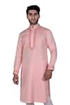 Buy_Rohit Kamra Jaipur_Peach Silk Brocade Kurta Set  _at_Aza_Fashions