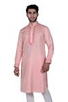 Rohit Kamra Jaipur_Peach Silk Brocade Kurta Set  _Online_at_Aza_Fashions