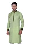 Rohit Kamra Jaipur_Green Silk Brocade Kurta Set  _Online_at_Aza_Fashions