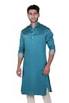 Buy_Rohit Kamra Jaipur_Blue Linen Silk Kurta Set  _at_Aza_Fashions