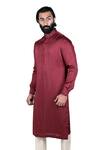 Buy_Rohit Kamra Jaipur_Maroon Linen Silk Kurta Set  _at_Aza_Fashions