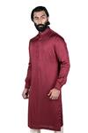 Rohit Kamra Jaipur_Maroon Linen Silk Kurta Set  _Online_at_Aza_Fashions