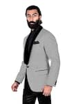 Rohit Kamra Jaipur_White Silk Brocade Tuxedo  _Online_at_Aza_Fashions