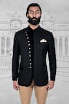 Buy_Rohit Kamra Jaipur_Black Linen Bandhgala _Online_at_Aza_Fashions