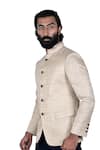 Rohit Kamra Jaipur_Beige Silk Jacquard Bandhgala _Online_at_Aza_Fashions