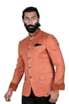 Rohit Kamra Jaipur_Orange Matka Silk Quilted Bandhgala _Online_at_Aza_Fashions