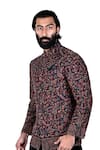 Rohit Kamra Jaipur_Black Cashmere Floral Woven Bandhgala _Online_at_Aza_Fashions