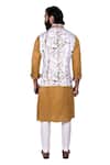 Shop_Rohit Kamra Jaipur_White Linen Silk Nehru Jacket  _at_Aza_Fashions