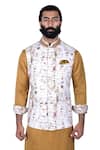 Buy_Rohit Kamra Jaipur_White Linen Silk Nehru Jacket  _at_Aza_Fashions