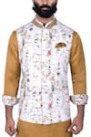 Rohit Kamra Jaipur_White Linen Silk Nehru Jacket  _at_Aza_Fashions