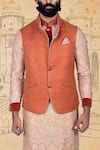 Rohit Kamra Jaipur_Orange Matka Silk Nehru Jacket  _Online_at_Aza_Fashions