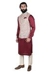 Rohit Kamra Jaipur_Beige Silk Brocade Embroidered Nehru Jacket  _Online_at_Aza_Fashions