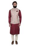 Buy_Rohit Kamra Jaipur_Beige Silk Brocade Embroidered Nehru Jacket  _Online_at_Aza_Fashions