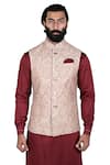 Buy_Rohit Kamra Jaipur_Beige Silk Brocade Embroidered Nehru Jacket  _at_Aza_Fashions