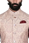 Rohit Kamra Jaipur_Beige Silk Brocade Embroidered Nehru Jacket  _at_Aza_Fashions