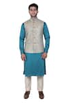 Rohit Kamra Jaipur_Beige Silk Brocade Nehru Jacket  _Online_at_Aza_Fashions