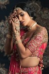 Shop_Rachit Khanna_Pink Raw Silk Sweetheart Neck Embroidered Bridal Lehenga Set  _at_Aza_Fashions