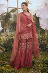 Buy_Rachit Khanna_Pink Georgette And Chiffon Floral Embroidered Sharara Set With Ruffle Dupatta _at_Aza_Fashions