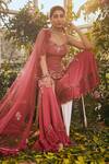 Shop_Rachit Khanna_Pink Georgette And Chiffon Floral Embroidered Sharara Set With Ruffle Dupatta _at_Aza_Fashions