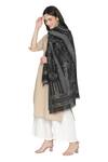 Shingora_Black Wool Lurex Jacquard Stole _Online_at_Aza_Fashions