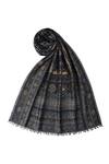 Shop_Shingora_Black Wool Lurex Jacquard Stole _at_Aza_Fashions