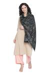 Shingora_Black Wool Lurex Jacquard Stole _Online_at_Aza_Fashions