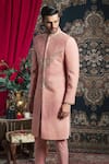 Shop_Rachit Khanna_Pink Lucknowi Embroidered Sherwani Set _at_Aza_Fashions