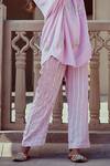 Rajat K Tangri_Purple 100% Crepe Abstract Bird Asymmetic Embroidered Tunic And Pant Set_Online_at_Aza_Fashions