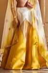 Rajat K Tangri_White Tafetta Embroidery And Woven Sequin V Neck Shaded Lehenga Set _Online_at_Aza_Fashions