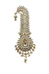 Shop_Riana Jewellery_Gold Pearl, Jadtar Stone Teardrop Kalangi _at_Aza_Fashions