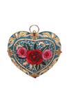 Buy_Doux Amour_Blue Embroidered Heart-shaped Clutch _at_Aza_Fashions