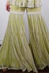 Shop_Ritika Mirchandani_Green Crepe Silk Round Embroidered Peplum Kurta And Sharara Set  _Online_at_Aza_Fashions