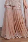 Buy_Ritika Mirchandani_Pink Net, Crepe Silk Leaf Neck Embroidered Kurta And Sharara Set  _Online_at_Aza_Fashions