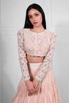 Ritika Mirchandani_Pink Crepe Silk Embroidered Blouse And Lehenga Set_Online_at_Aza_Fashions