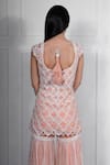 Shop_Ritika Mirchandani_Peach Net, Crepe Silk Round Embroidered Kurta And Sharara Set _at_Aza_Fashions