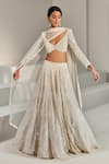 Ritika Mirchandani White Net Embroidered Wed Design V Neck Paola Bridal Lehenga Set Online at Aza Fashions Ritika Mirchandani_White Net Embroidered Wed Design V Neck Paola Bridal Lehenga Set _Online_at_Aza_Fashions