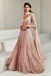 Shop Ritika Mirchandani Pink Net Embroidered Wed Design V Neck Kaz Lehenga Set at Aza Fashions Shop_Ritika Mirchandani_Pink Net Embroidered Wed Design V Neck Kaz Lehenga Set _at_Aza_Fashions