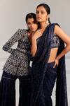 Ritika Mirchandani_Blue Net Greta Pre-draped Lehenga Saree With Blouse_Online_at_Aza_Fashions