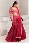 Buy_Ritika Mirchandani_Pink Net Cheryl Embroidered Lehenga Set_at_Aza_Fashions