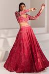 Shop_Ritika Mirchandani_Pink Net Cheryl Embroidered Lehenga Set_at_Aza_Fashions