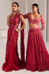 Ritika Mirchandani_Pink Net Cheryl Embroidered Lehenga Set_Online_at_Aza_Fashions