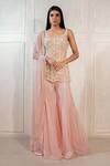 Buy_Ritika Mirchandani_Pink Pink Abstract Floral Embroidered Kurta Sharara Set_Online_at_Aza_Fashions