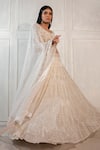 Buy_Ritika Mirchandani_Gold Resham, Sequin, Thread, Bead, And Geometric Embroidered Bridal Lehenga Set _at_Aza_Fashions