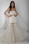Buy_Ritika Mirchandani_White Net, Crepe Silk, Double Georgette U Neck Embroidered Kurta Sharara Set _at_Aza_Fashions