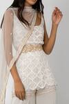 Shop_Ritika Mirchandani_White Organza, Net, Crepe Silk, Double Georgette U Embroidered Kurta Sharara Set _at_Aza_Fashions