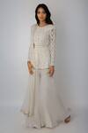 Buy_Ritika Mirchandani_White Organza, Net, Crepe Silk, Double Georgette Embroidered Kurta Sharara Set _at_Aza_Fashions