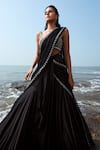 Shop_Ritika Mirchandani_Black Net Embroidery Bead Georgette Lehenga Saree With Blouse  _at_Aza_Fashions