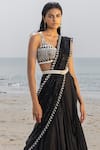 Shop_Ritika Mirchandani_Black Net Embroidery Bead Georgette Lehenga Saree With Blouse  _Online_at_Aza_Fashions