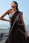 Ritika Mirchandani_Black Net Embroidery Bead Georgette Lehenga Saree With Blouse  _at_Aza_Fashions